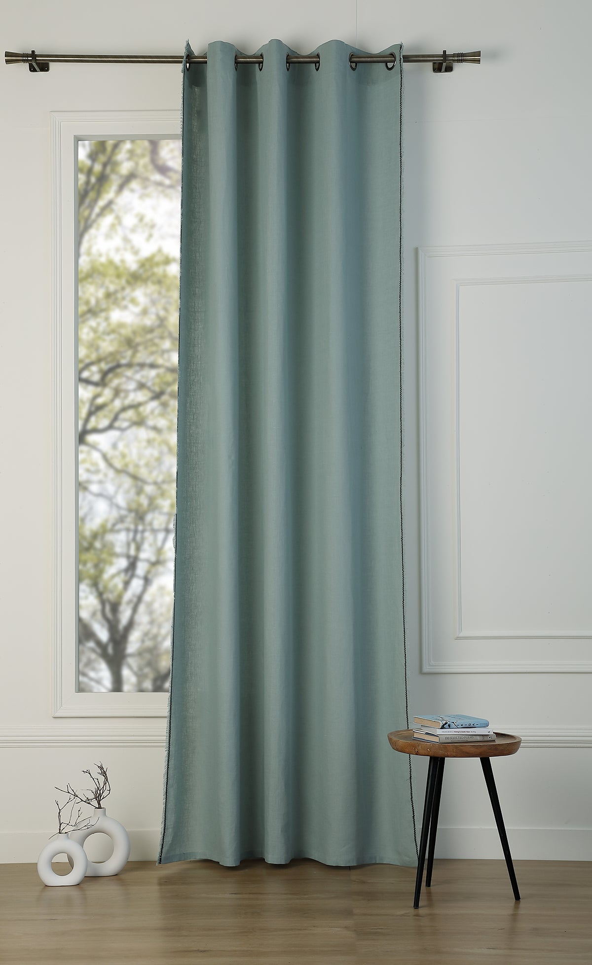 Eyelet curtain in washed linen 140x260 GABRIEL