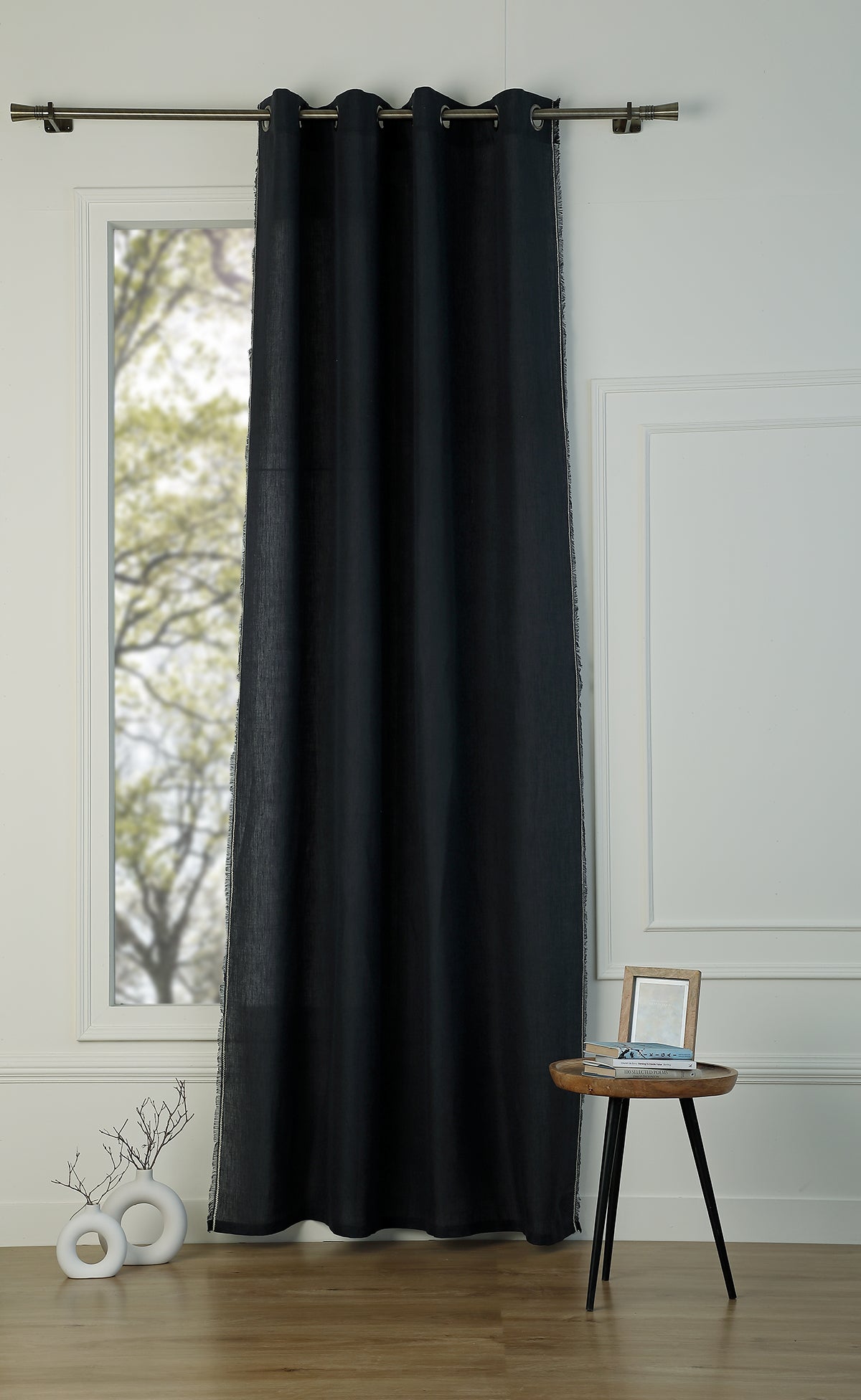Eyelet curtain in washed linen 140x260 GABRIEL