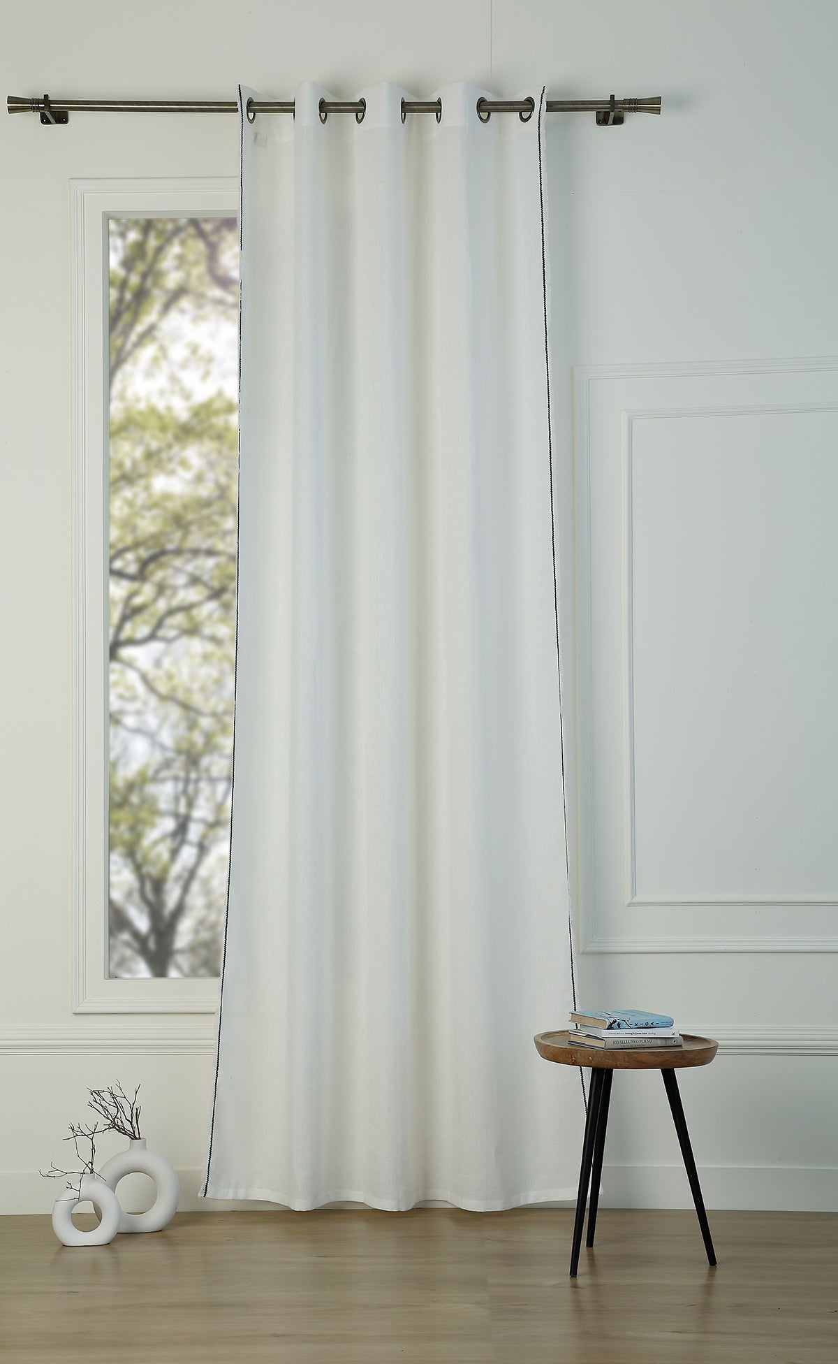 Washed linen eyelet curtain 140x290 GABRIEL