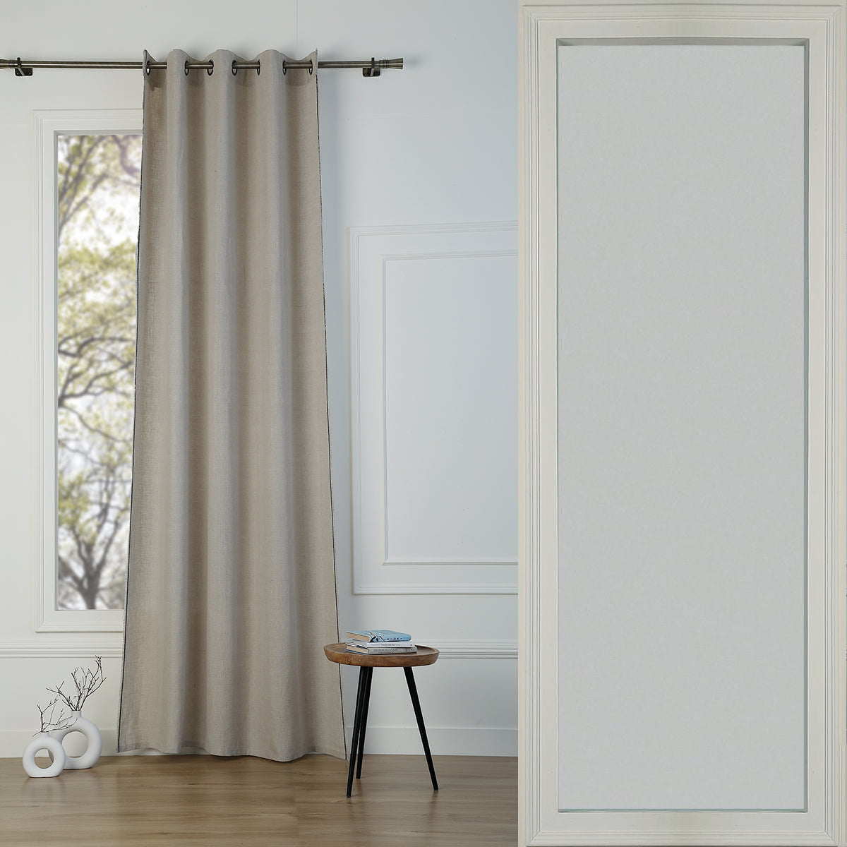 Washed linen eyelet curtain 140x290 GABRIEL