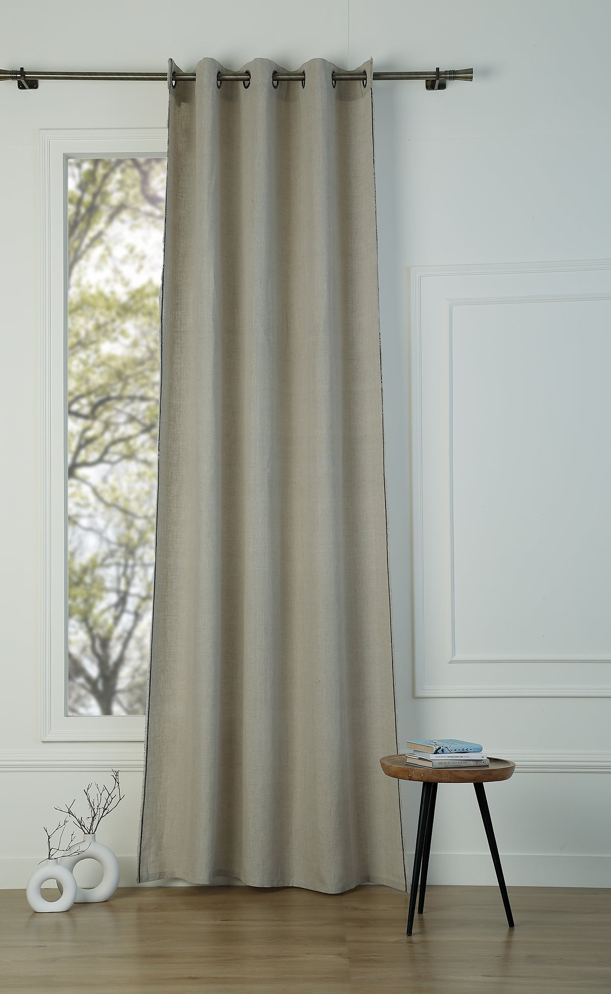 Washed linen eyelet curtain 140x290 GABRIEL