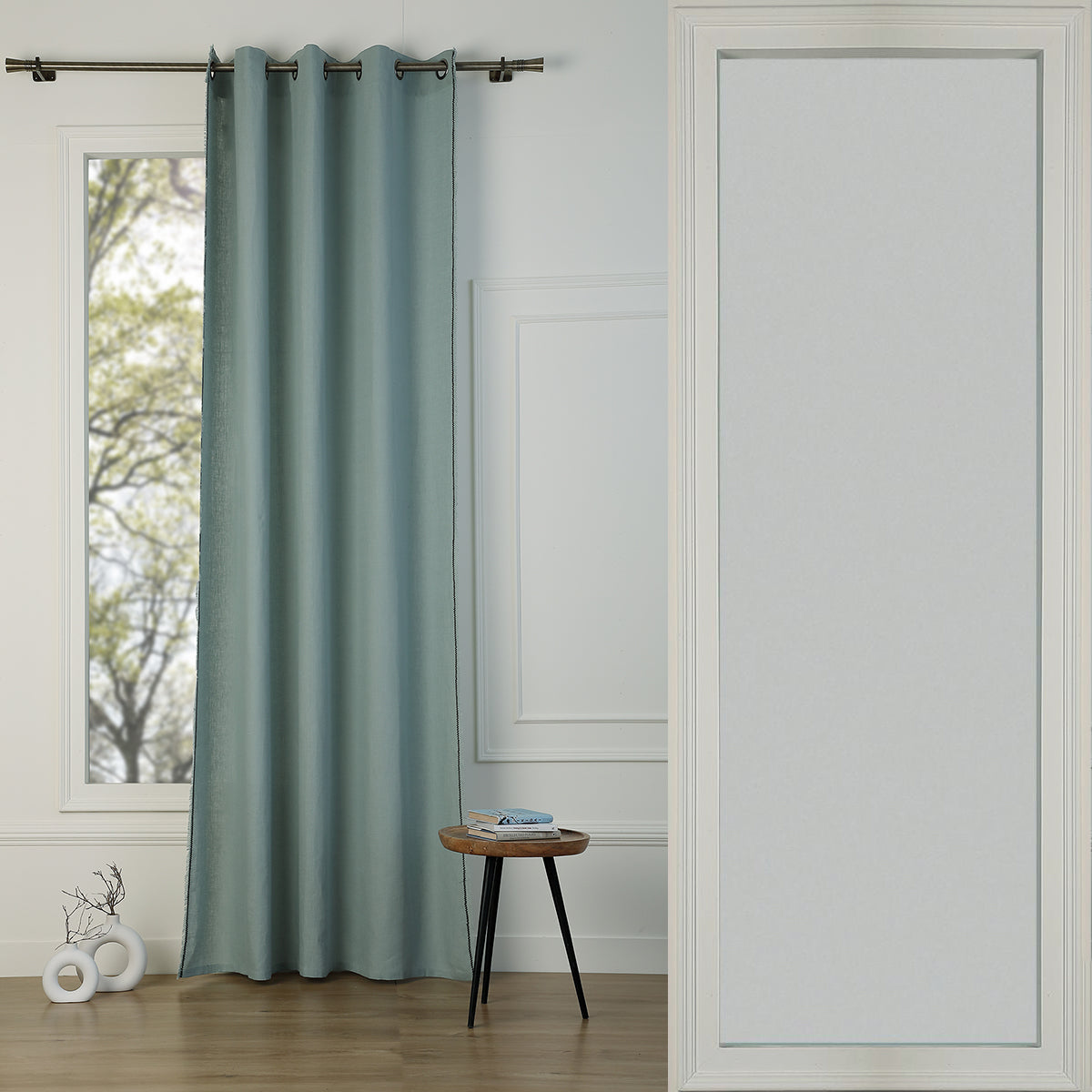 Washed linen eyelet curtain 140x290 GABRIEL
