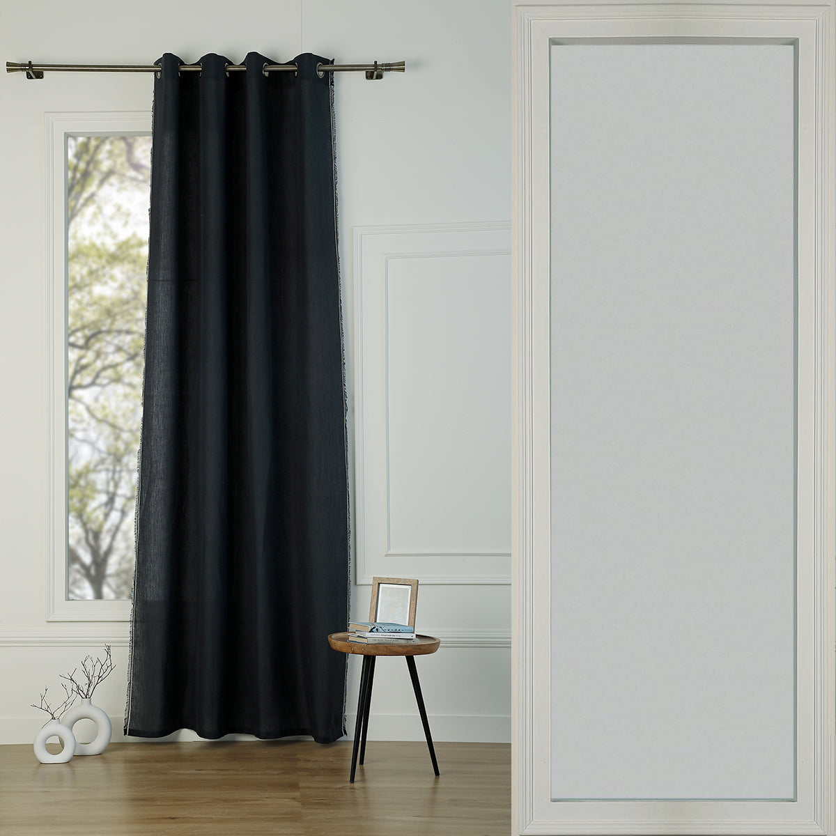 Washed linen eyelet curtain 140x290 GABRIEL