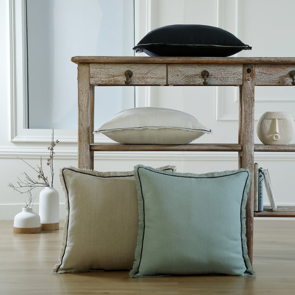 Cushion in washed linen 50x50 GABRIEL
