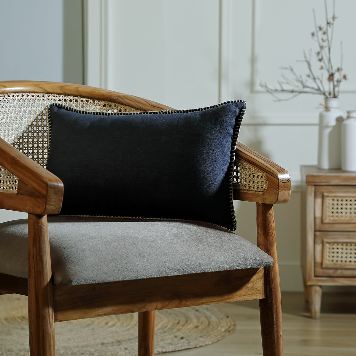 Cushion in washed linen 60x40 MAXIME