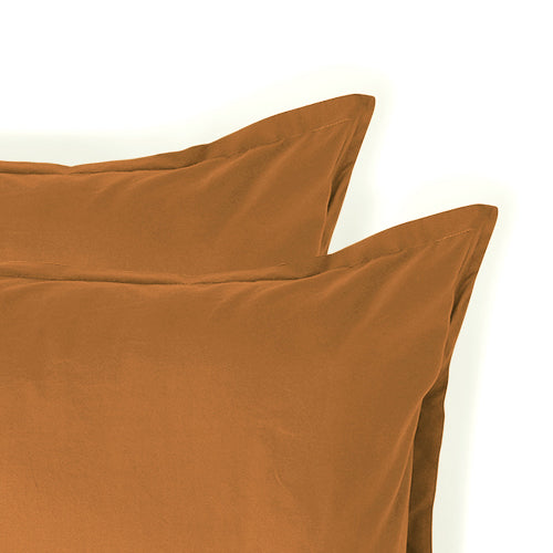 Taie d'oreiller (x2) percale de coton caramel NINA