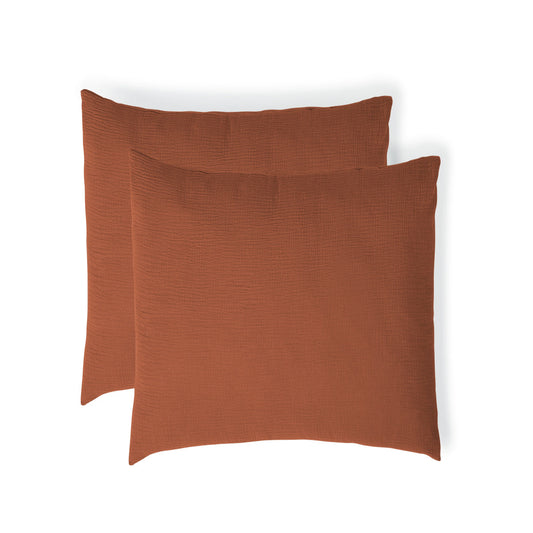 Taie d'oreiller (x2) gaze de coton rouge toscane CARLA - febronie.com