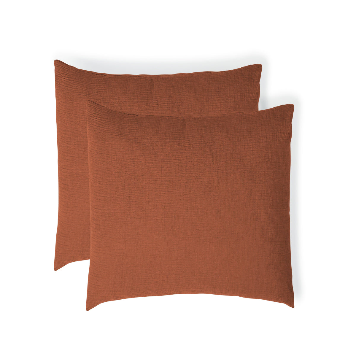 Pillowcase (x2) in cotton gauze tuscan red CARLA