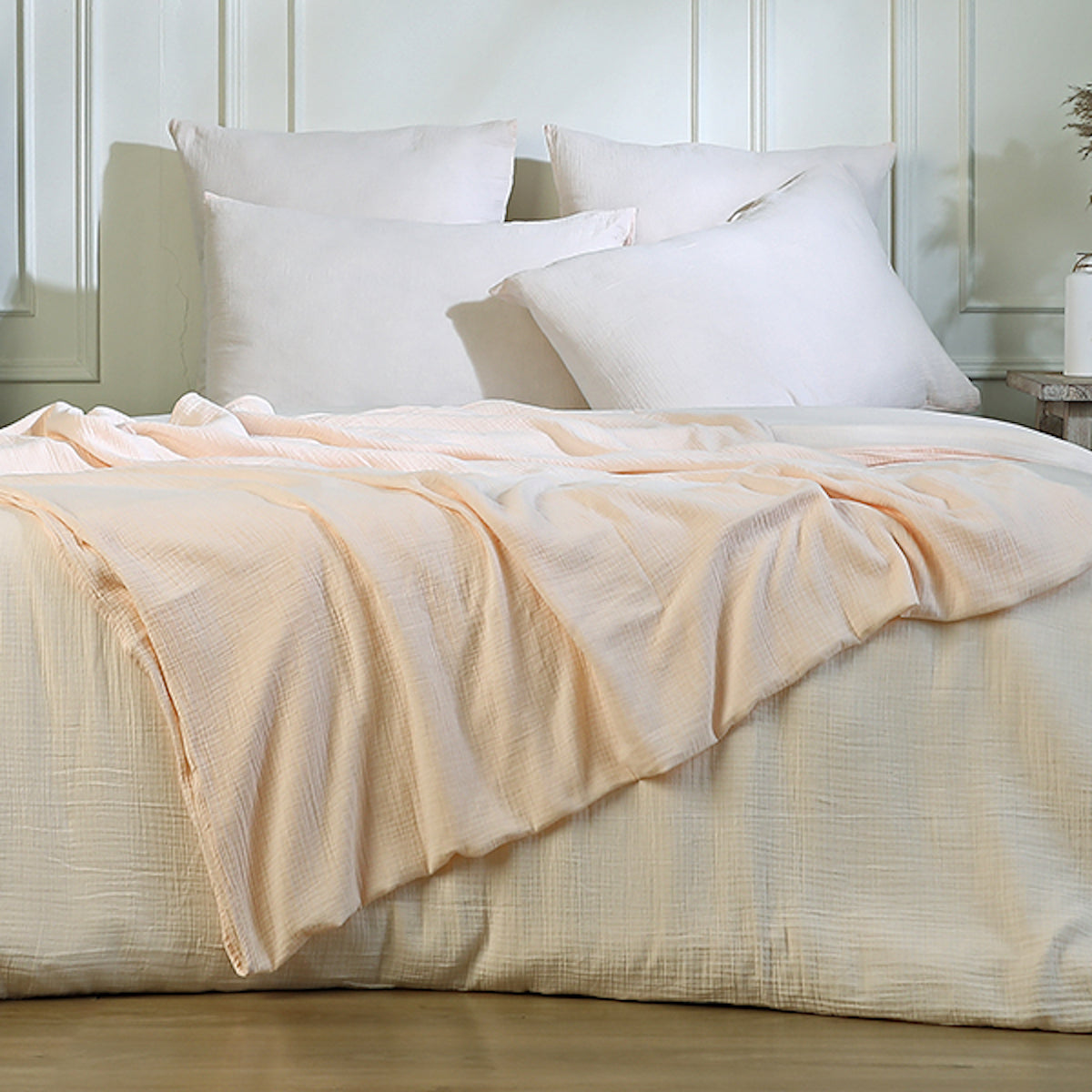 Taie d'oreiller (x2) gaze de coton rose CARLA