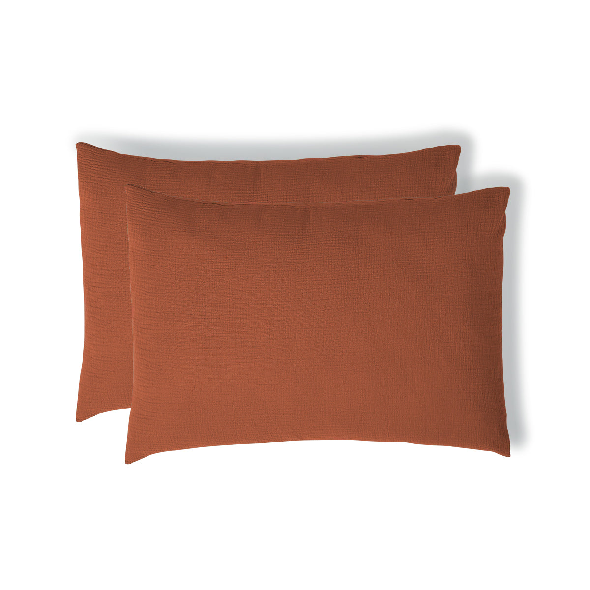 Pillowcase (x2) in cotton gauze tuscan red CARLA