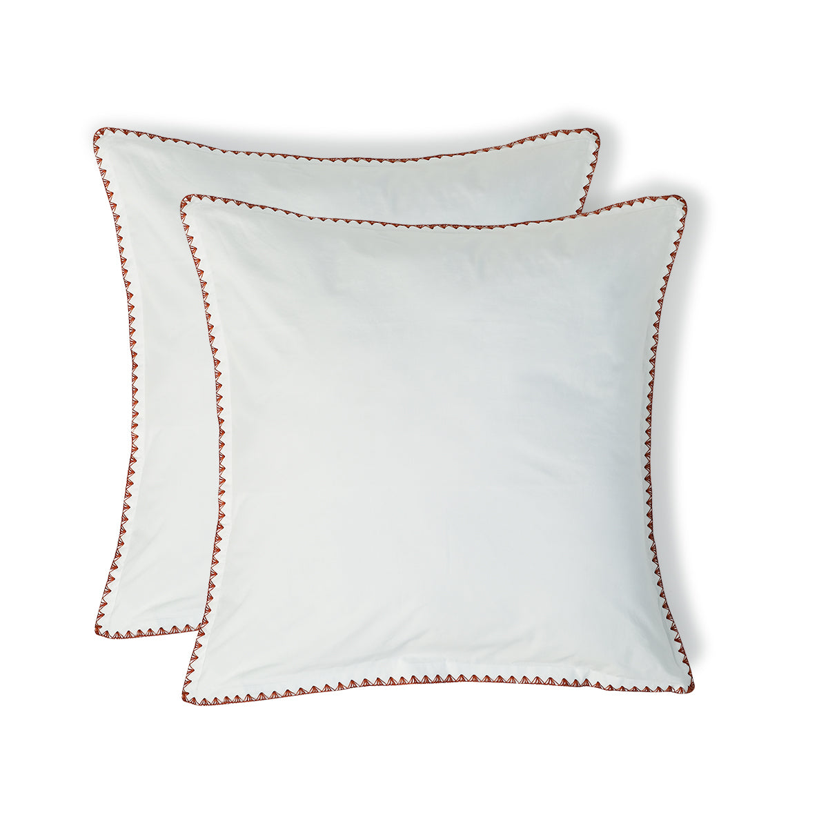 Set di 2 federe in percalle di cotone bianco/rosso toscano ZOÉ