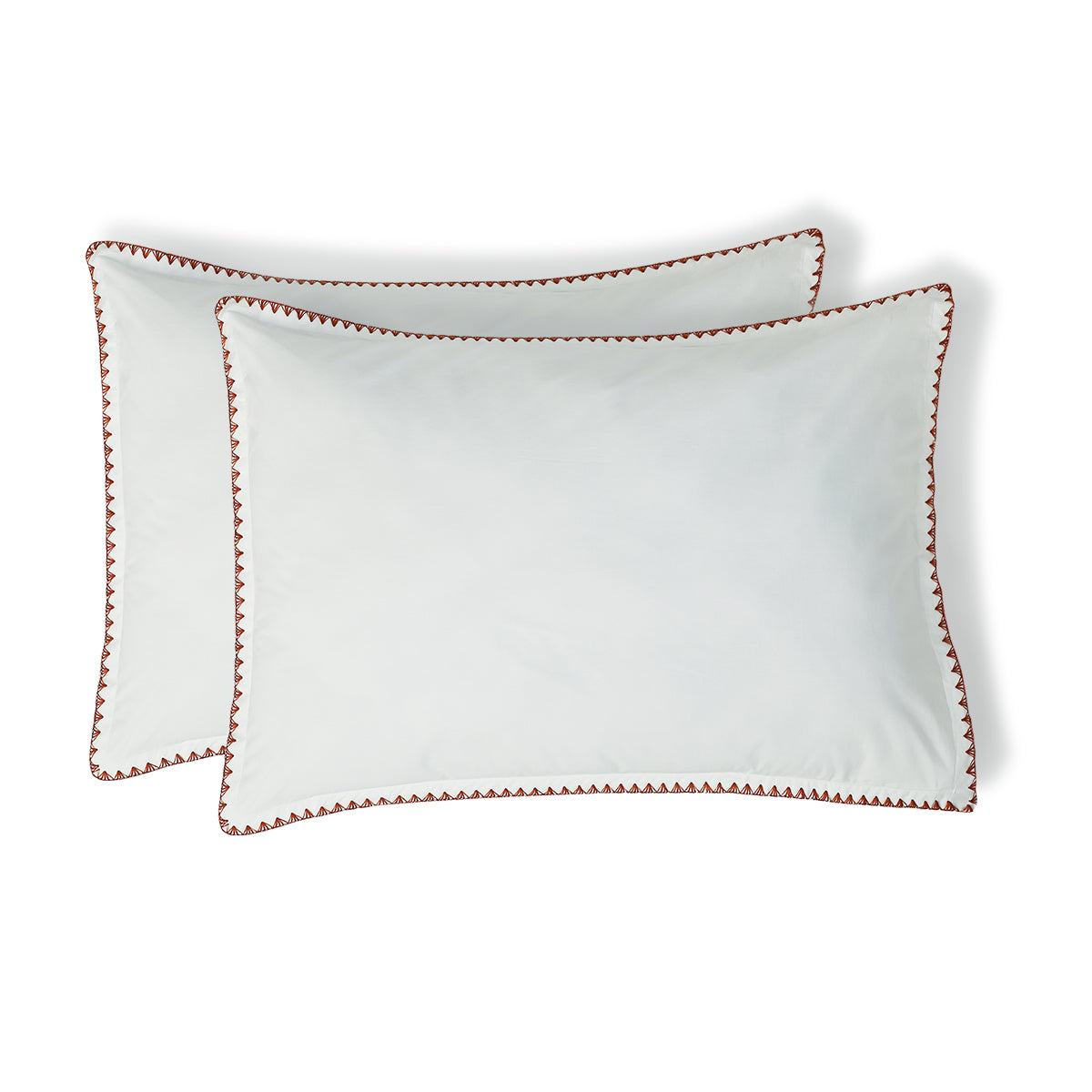 Set di 2 federe in percalle di cotone bianco/rosso toscano ZOÉ