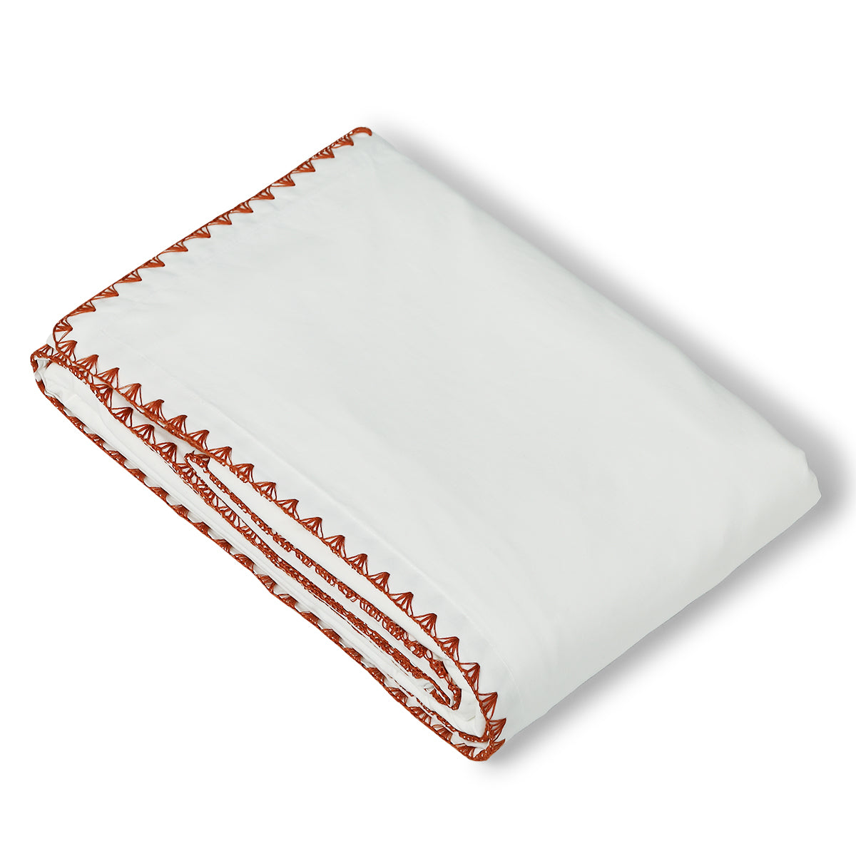 Set di 2 federe in percalle di cotone bianco/rosso toscano ZOÉ