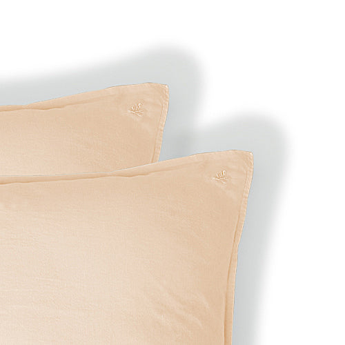 Set di 2 federe ricamate di cotone lavato rosa LUNA