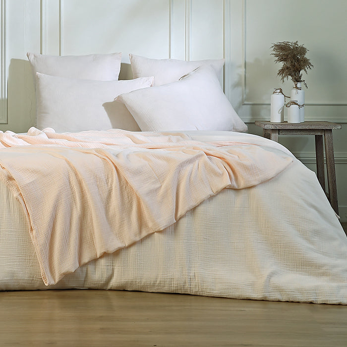 Housse de couette gaze de coton rose CARLA