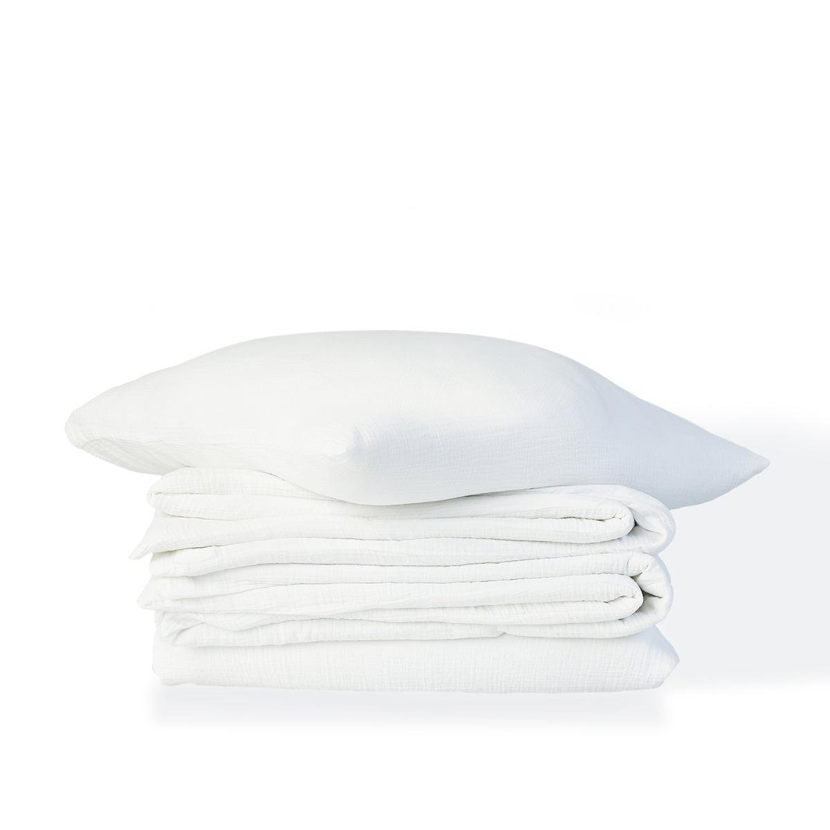 Parure de lit simple gaze de coton blanc CARLA