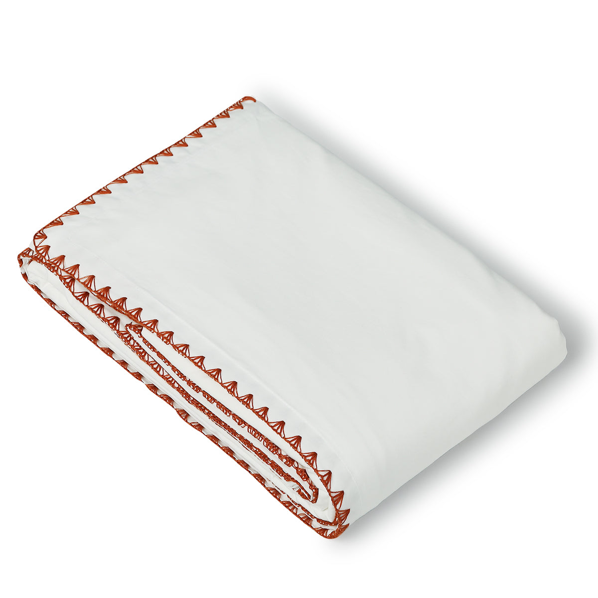 Housse de couette percale de coton blanc / rouge toscane ZOÉ