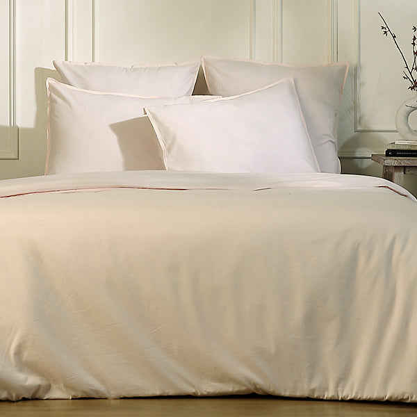 Housse de couette coton lavé rose LUNA