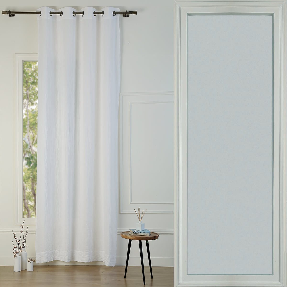Eyelet curtain in cotton gauze 140x290 CARLA