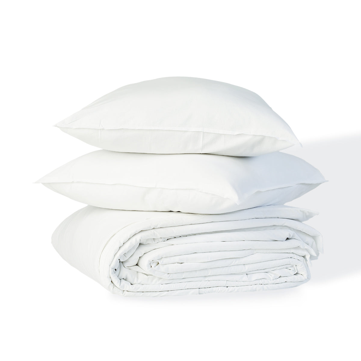 Parure + taies 65x65 coton lavé blanc LUNA