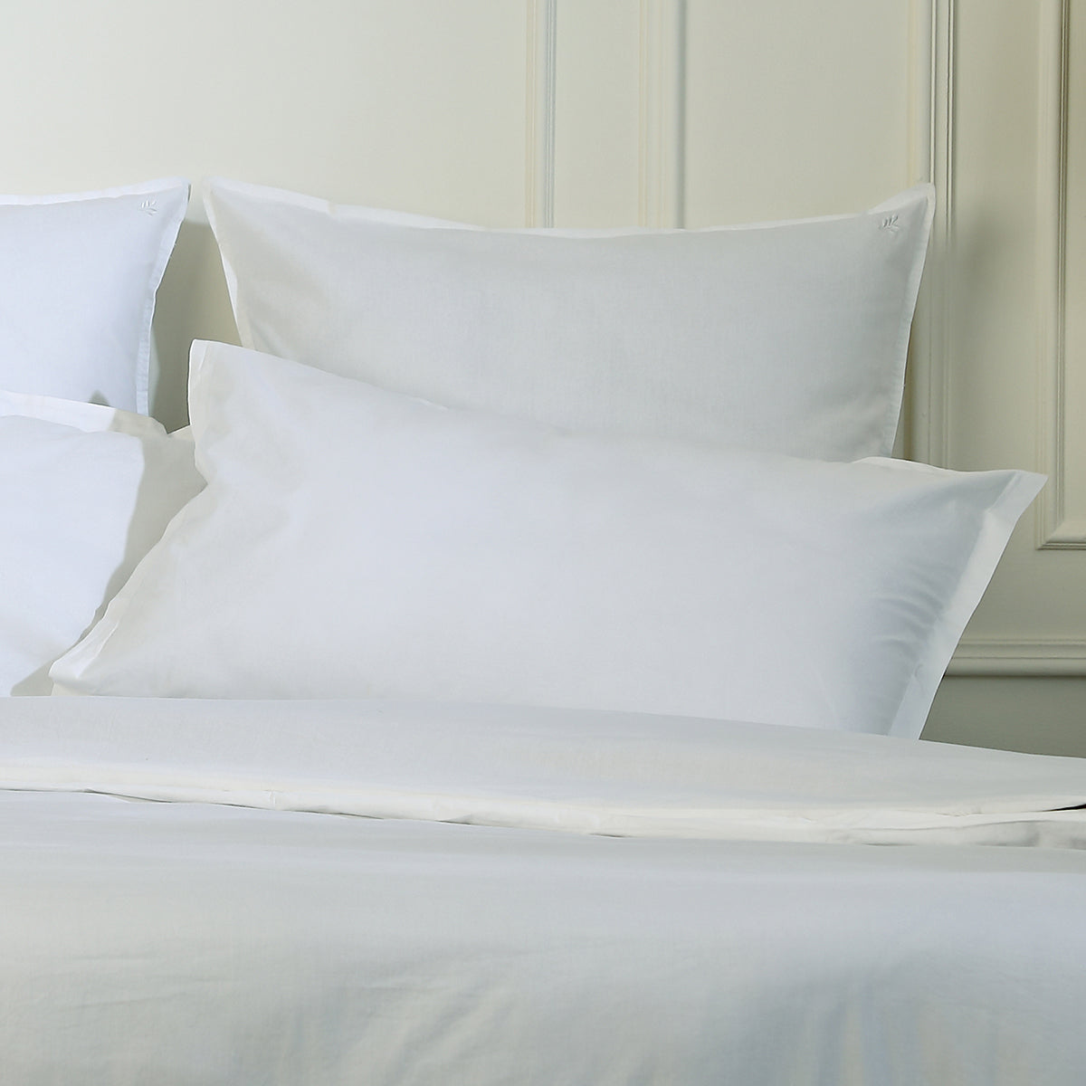 Parure + taies 65x65 coton lavé blanc LUNA