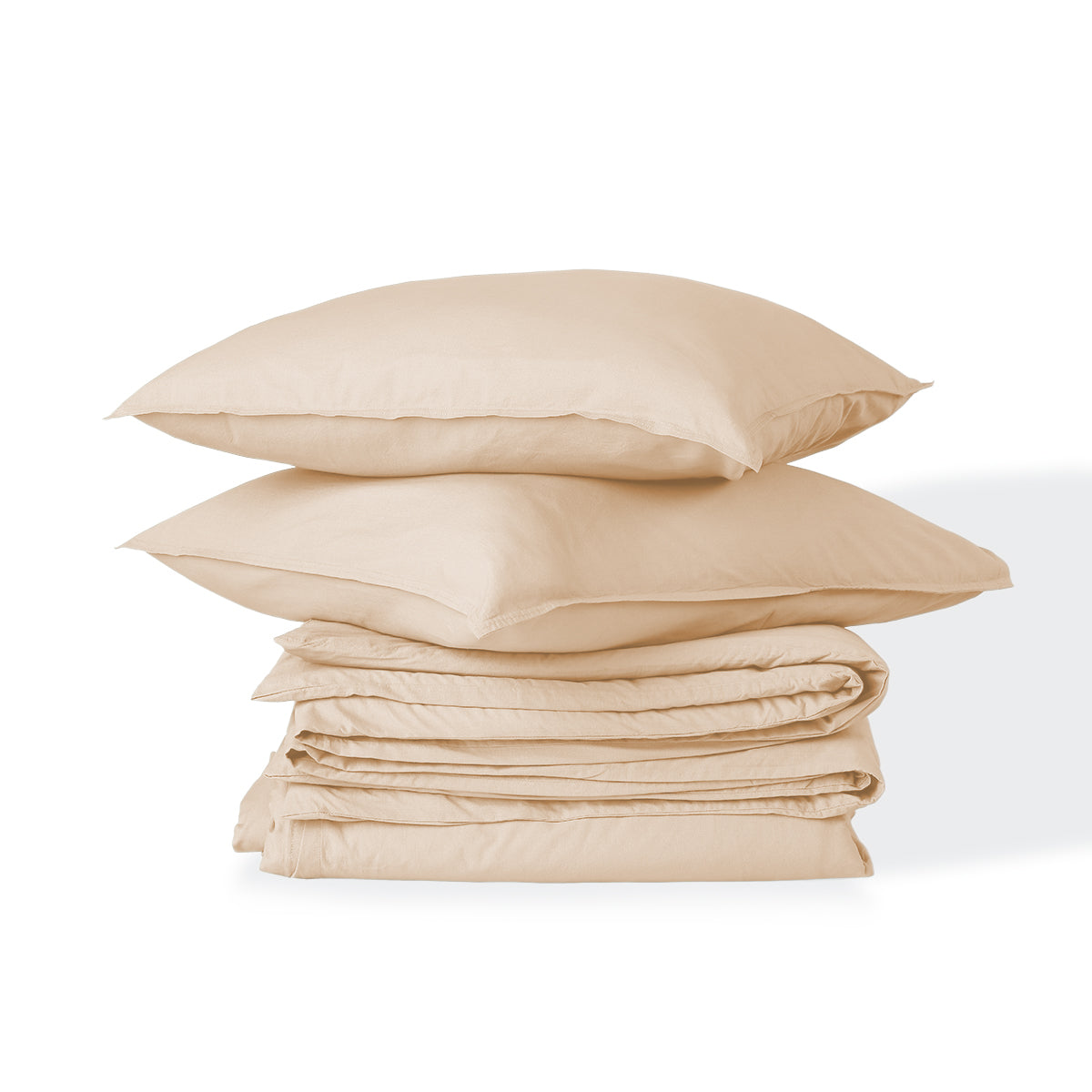 Parure + taies 65x65 coton lavé rose LUNA