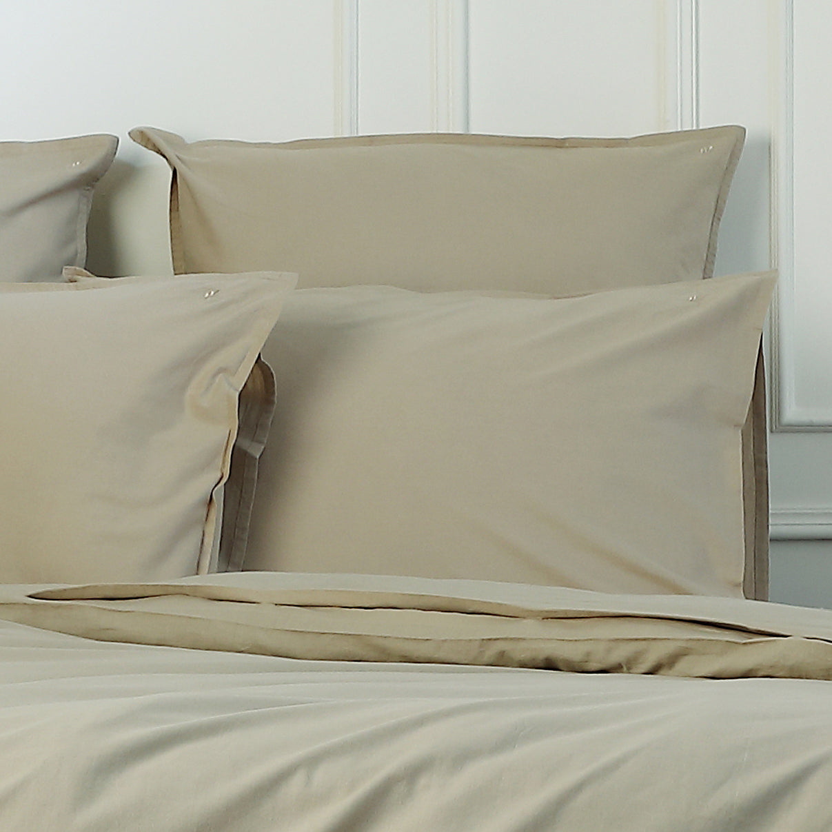 Parure + taies 65x65 coton lavé sable LUNA