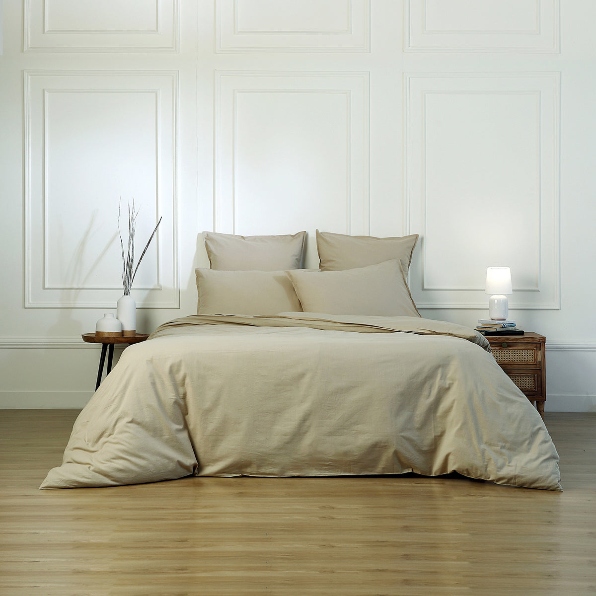 Set di biancheria da letto in cotone lavato sabbia LUNA