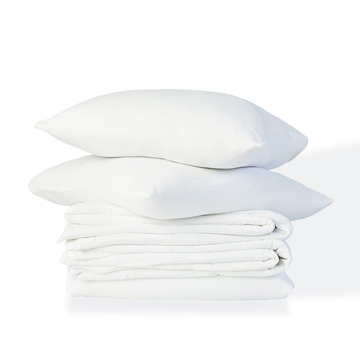 Parure + taies 65x65 gaze de coton blanc CARLA