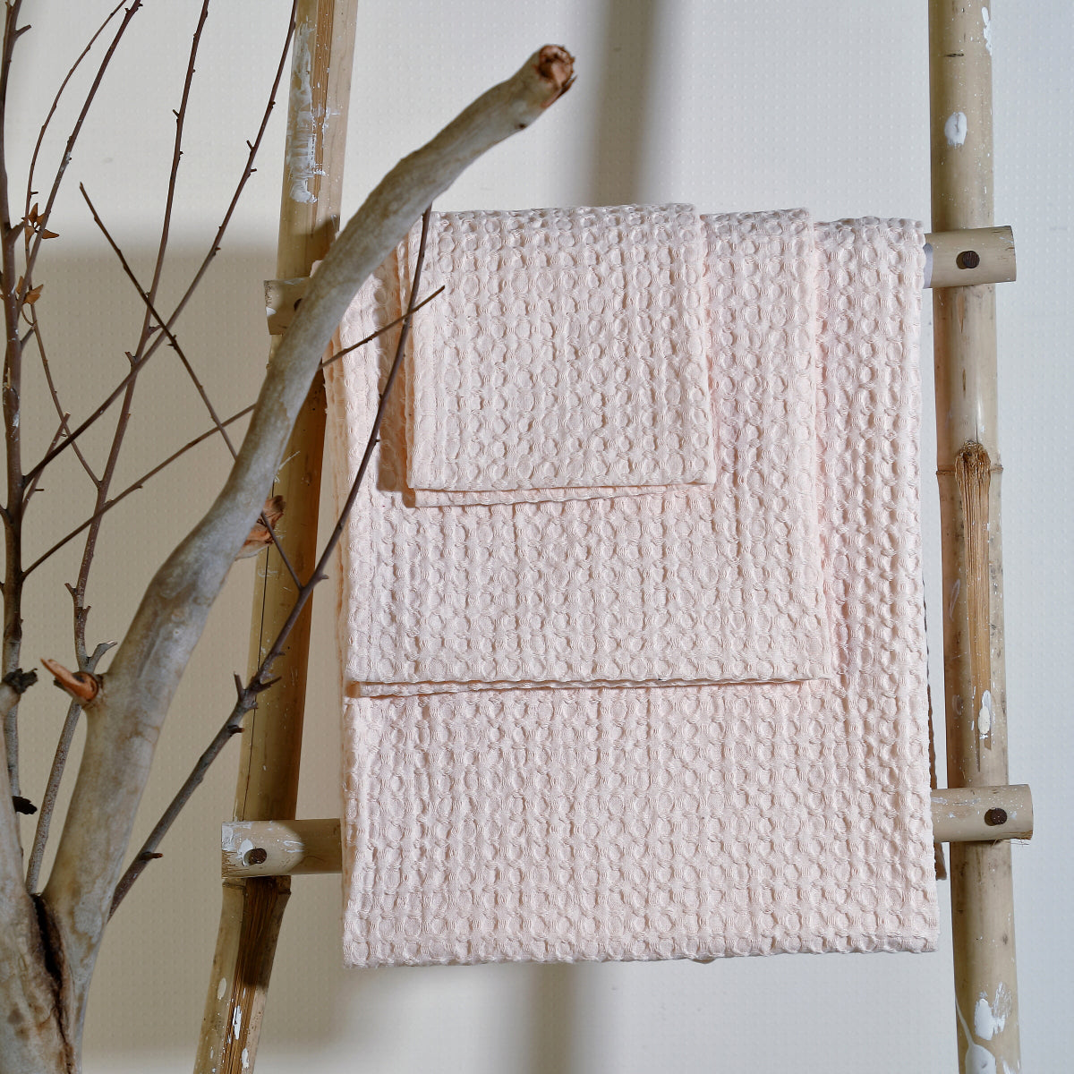 Bath towel set (x3) in waffle cotton 90x150+50x100+30x50 DARIA