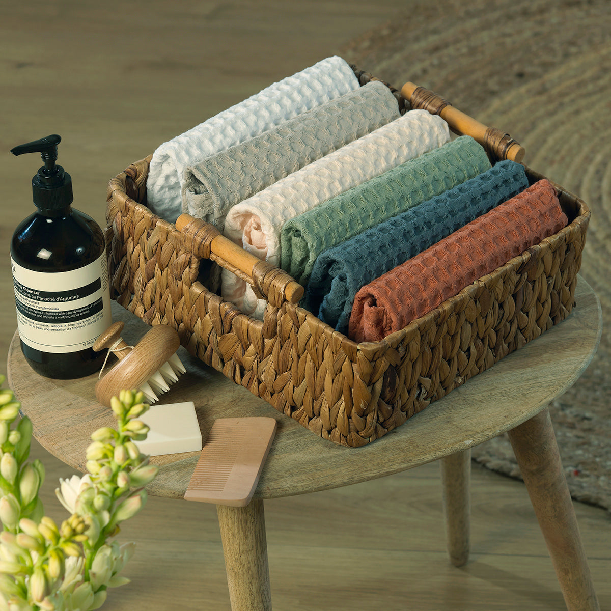 Bath towel set (x3) in waffle cotton 90x150+50x100+30x50 DARIA