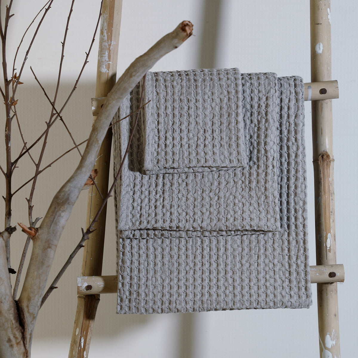 Bath towel set (x3) in waffle cotton 90x150+50x100+30x50 DARIA