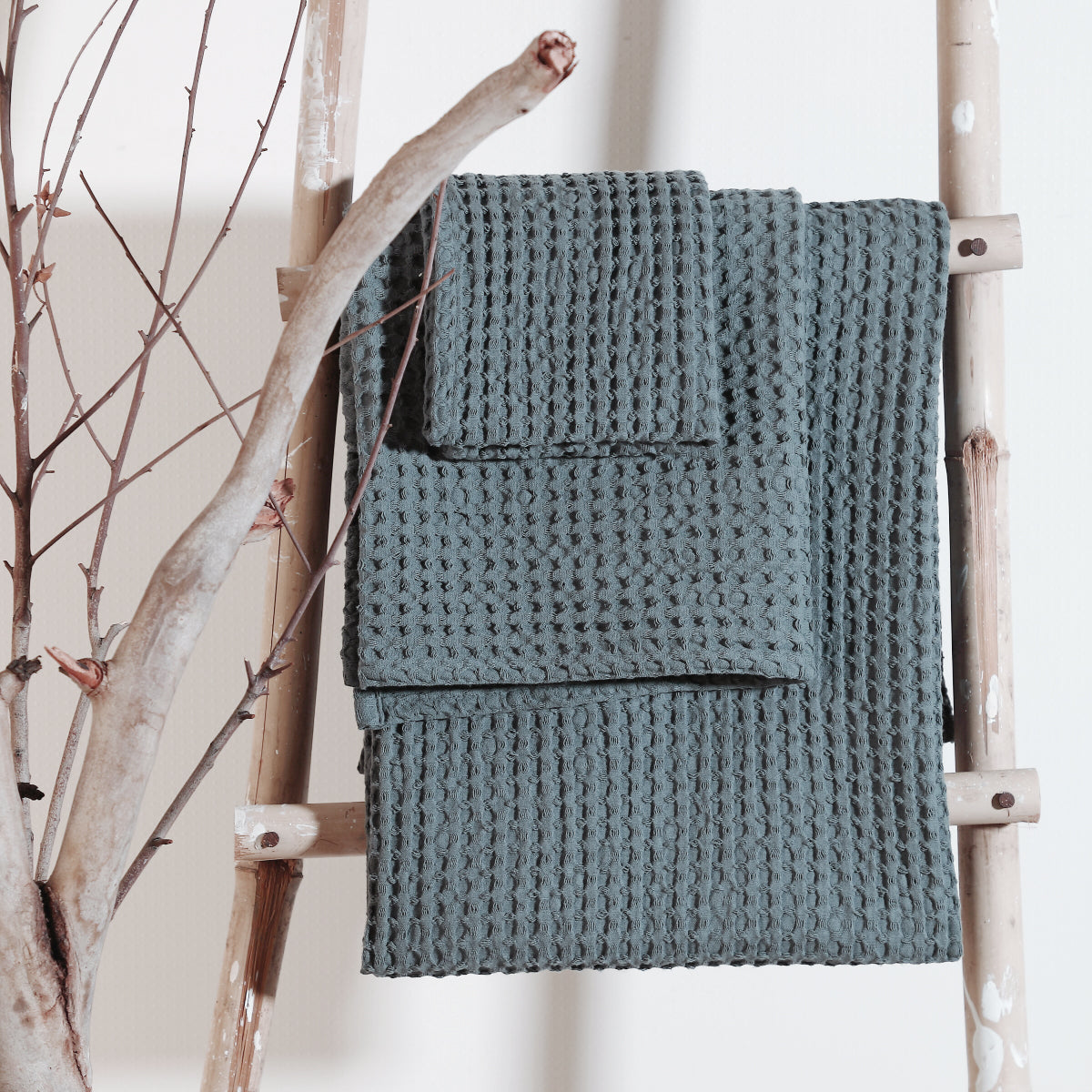 Bath towel set (x3) in waffle cotton 90x150+50x100+30x50 DARIA