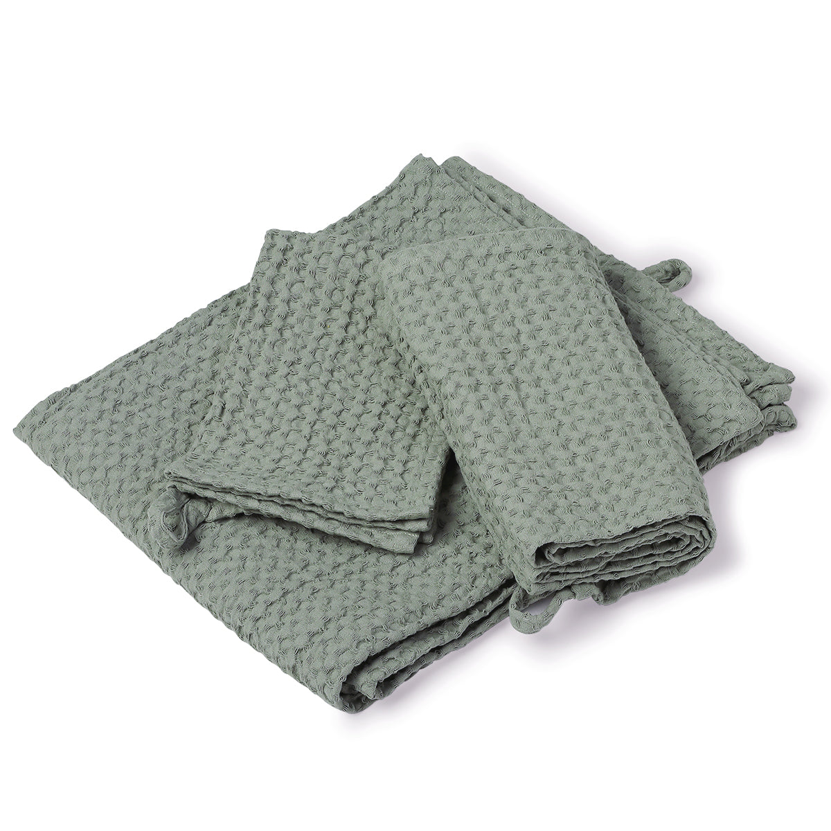 Bath towel set (x3) in waffle cotton 90x150+50x100+30x50 DARIA