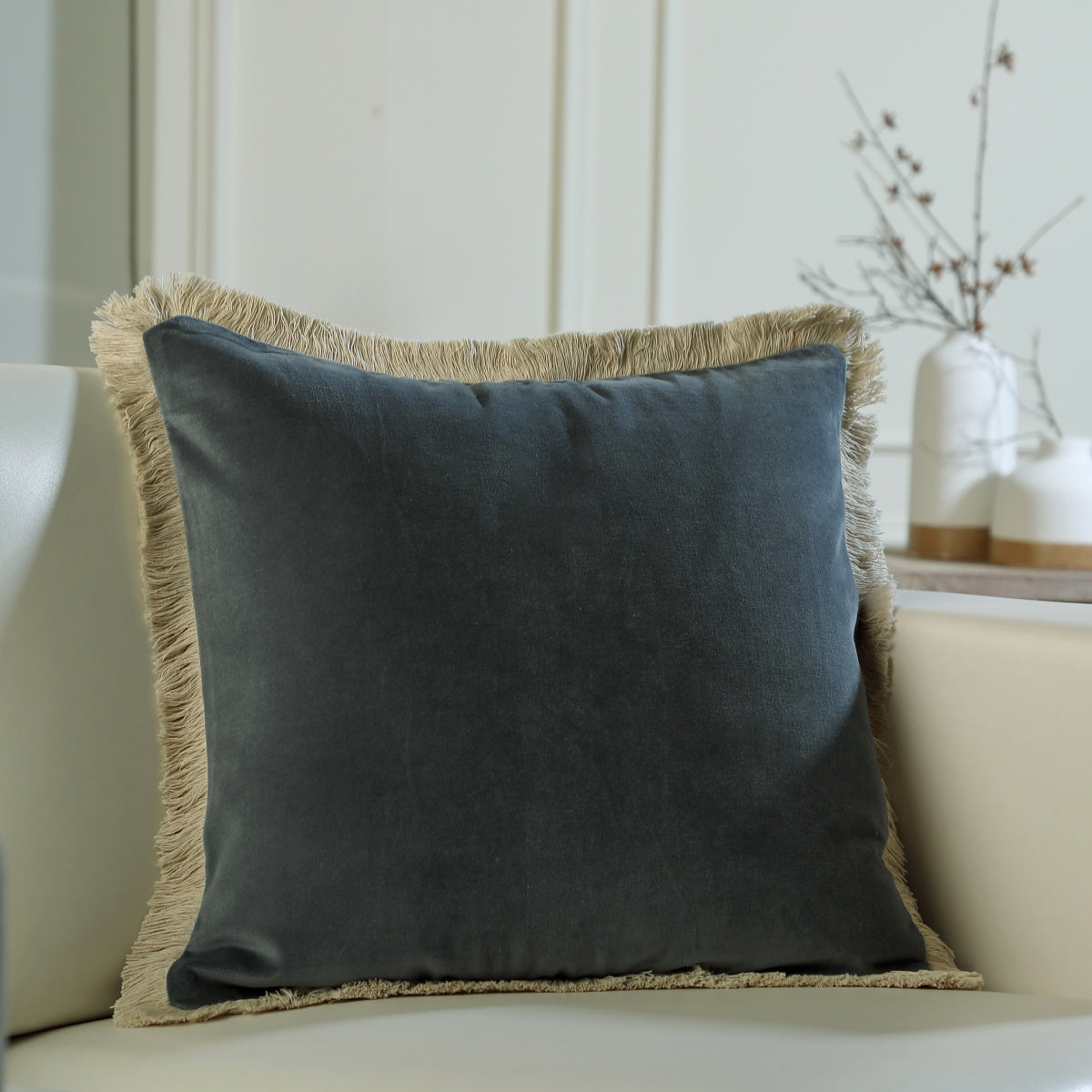 Housse de coussin velours de coton 50x50 RIVA