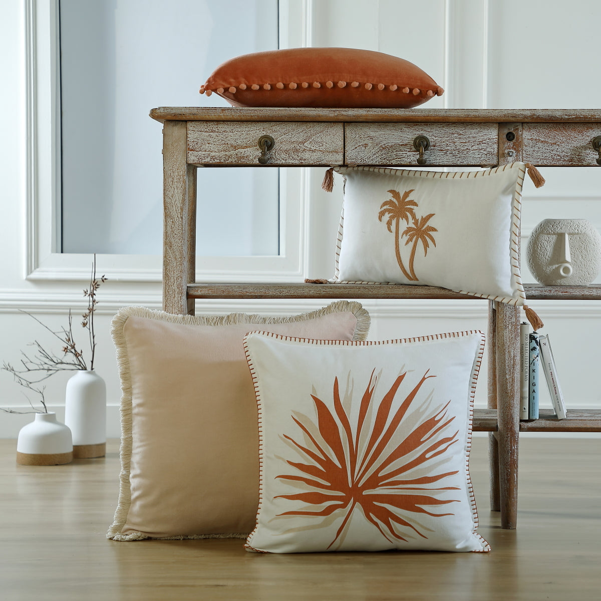 Housse de coussin toile de coton 50x50 PALMA febronie.com