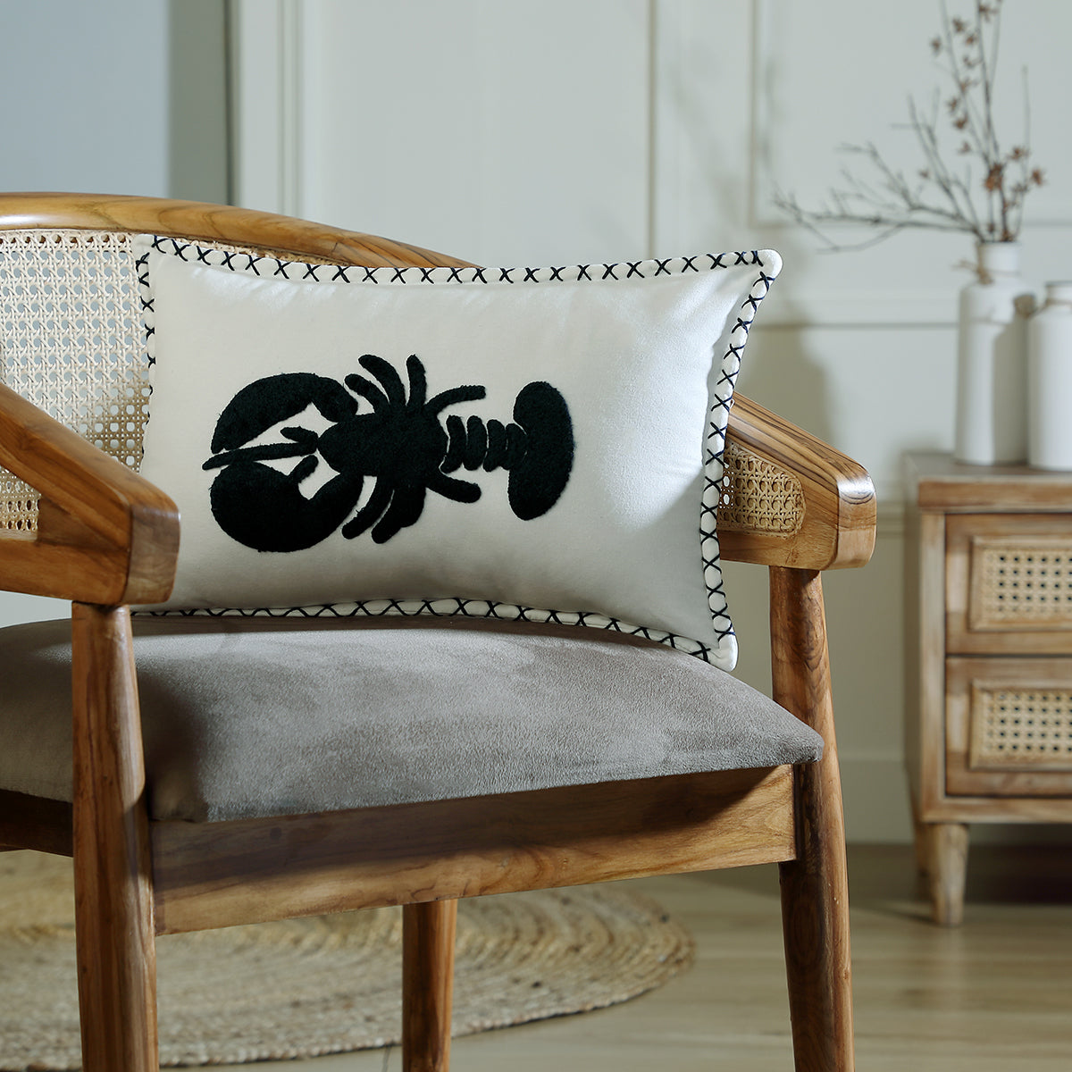 Housse de coussin toile de coton 50x30 LOBSTER febronie.com