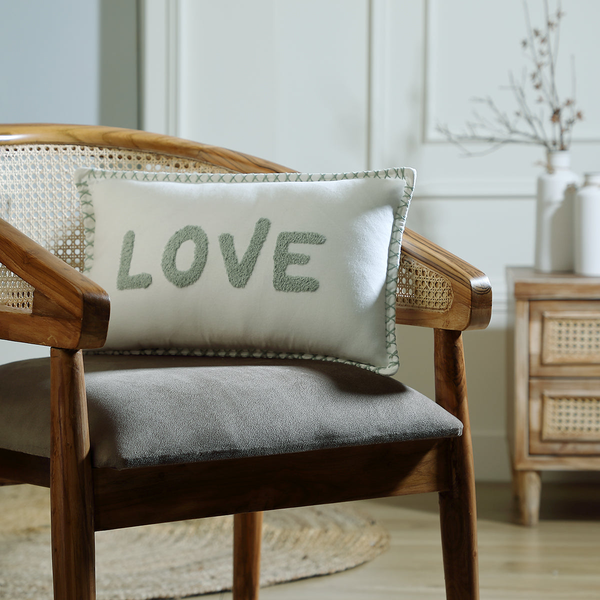 Housse de coussin toile de coton 50x30 XLOVE
