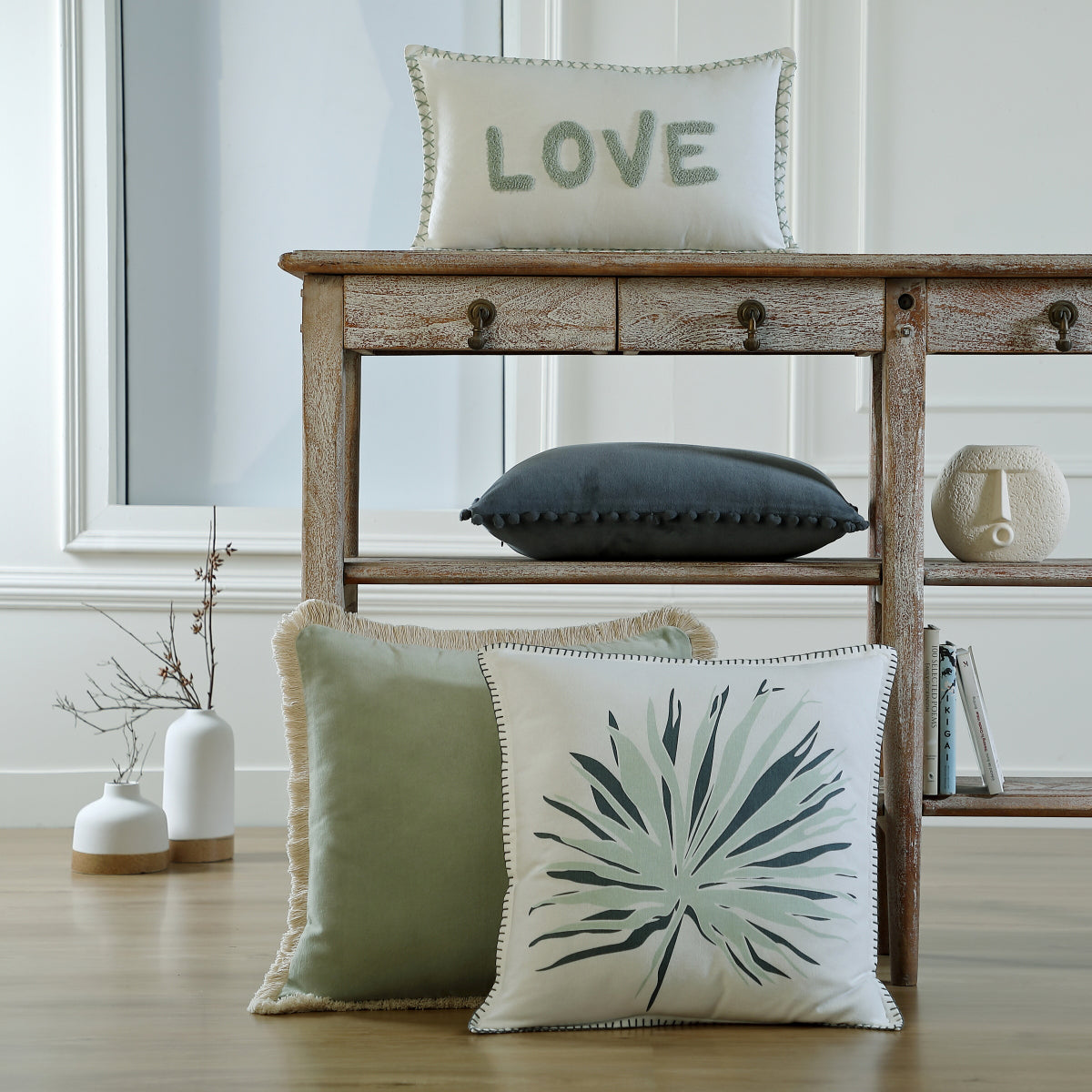 Housse de coussin toile de coton 50x30 XLOVE
