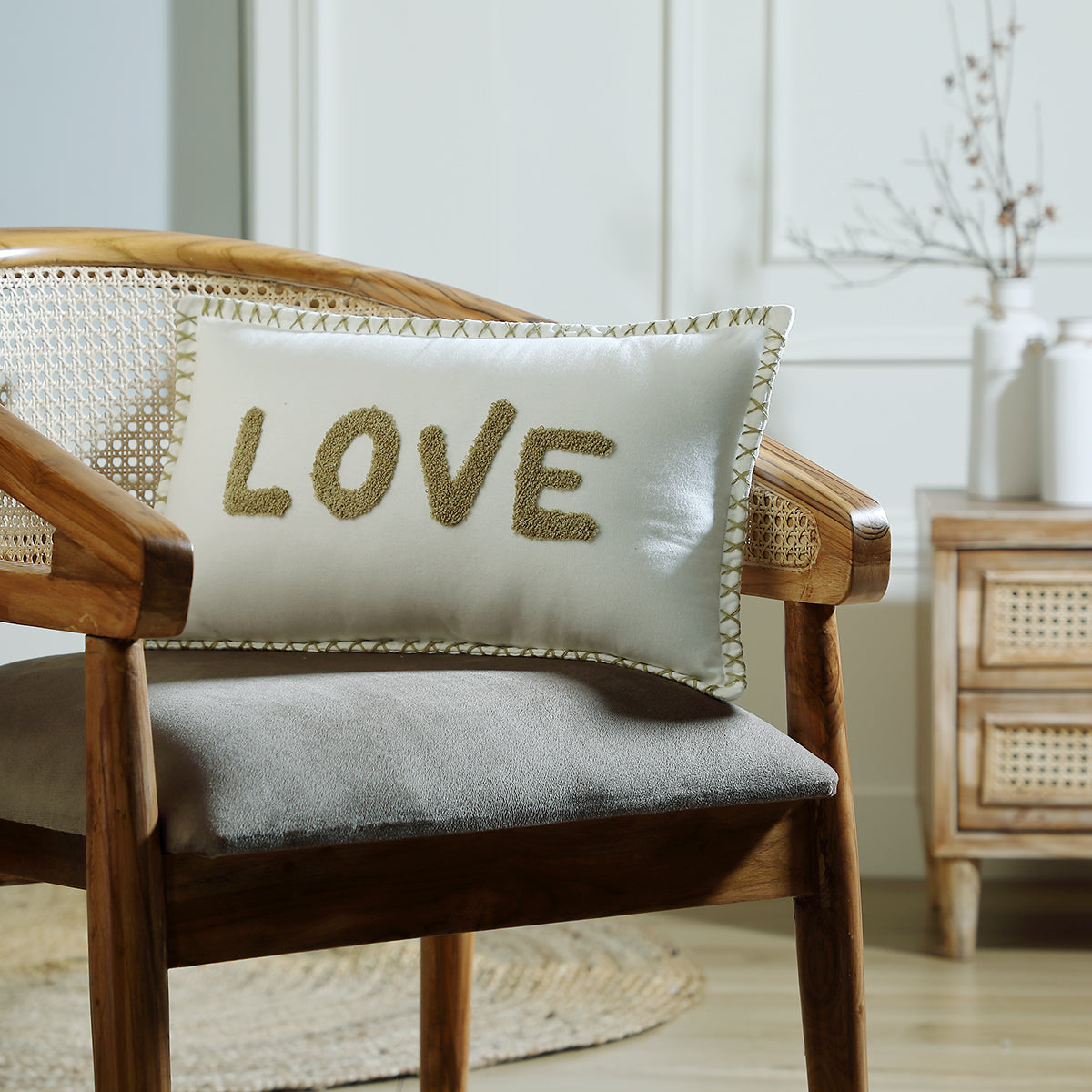 Housse de coussin toile de coton 50x30 XLOVE