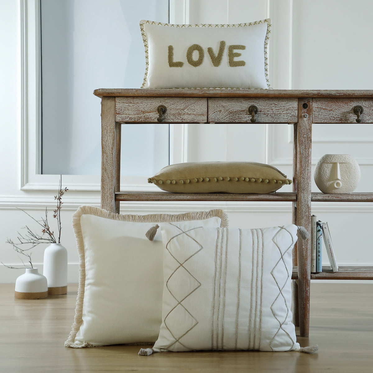 Housse de coussin toile de coton 50x30 XLOVE