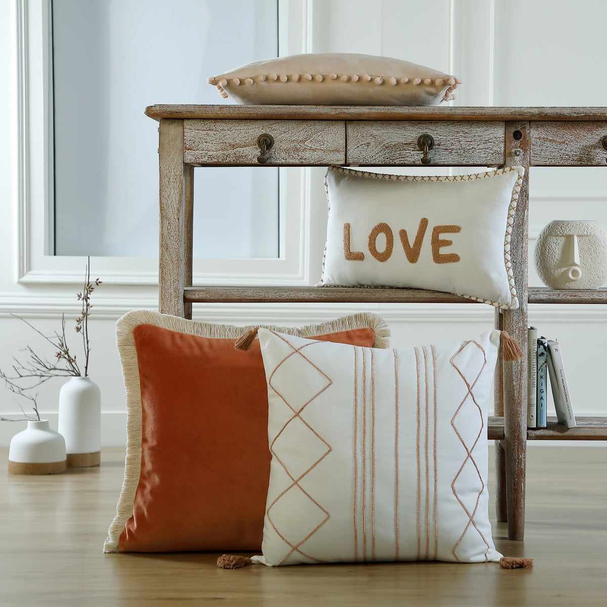 Housse de coussin toile de coton 50x30 XLOVE