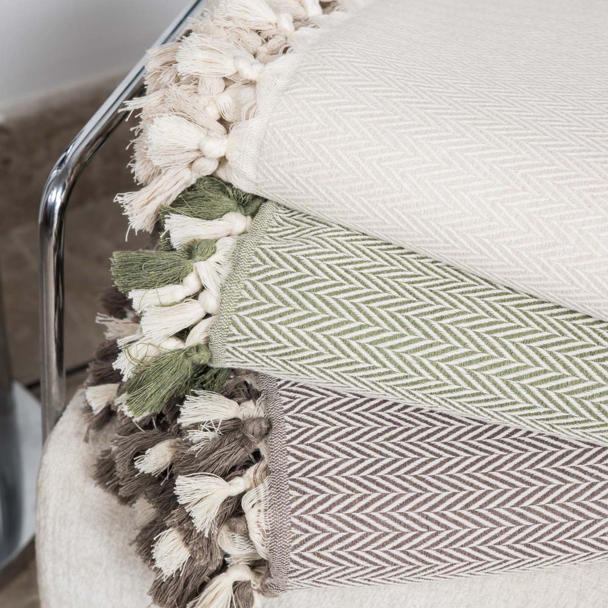Plaid coton taupe MEGEVE