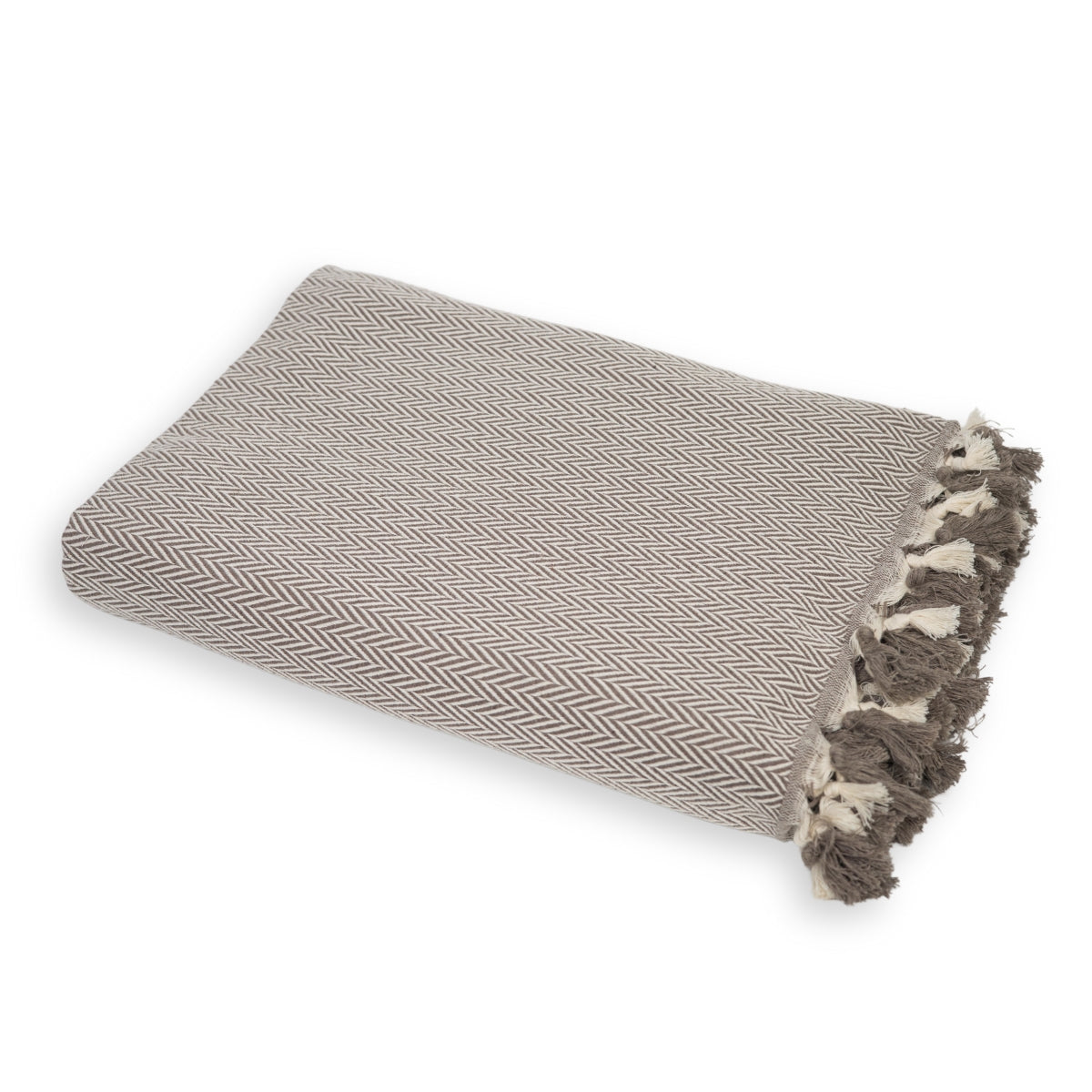 Plaid coton taupe MEGEVE - febronie.com
