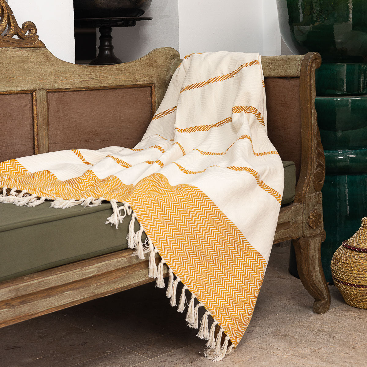 Plaid in cotton mustard yellow LIV