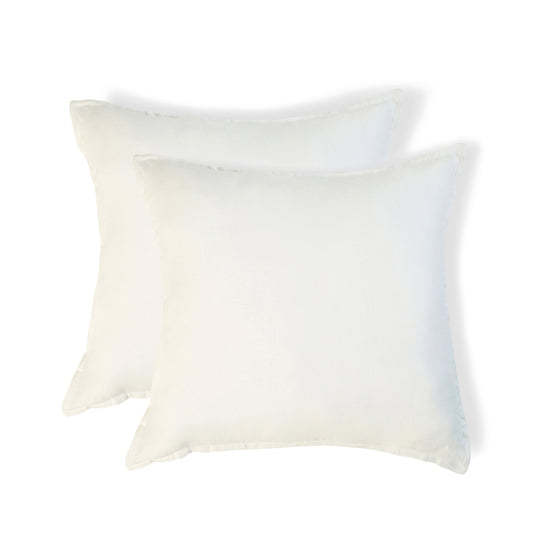 Taie d'oreiller (x2) lin lavé blanc CAMILLE - febronie.com