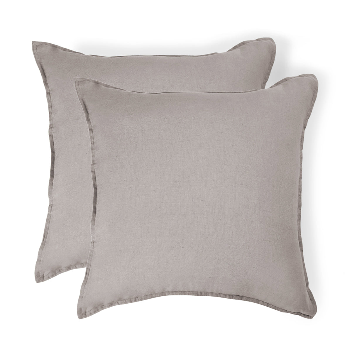 Pillowcases with border (x2) in washed linen natural CAMILLE