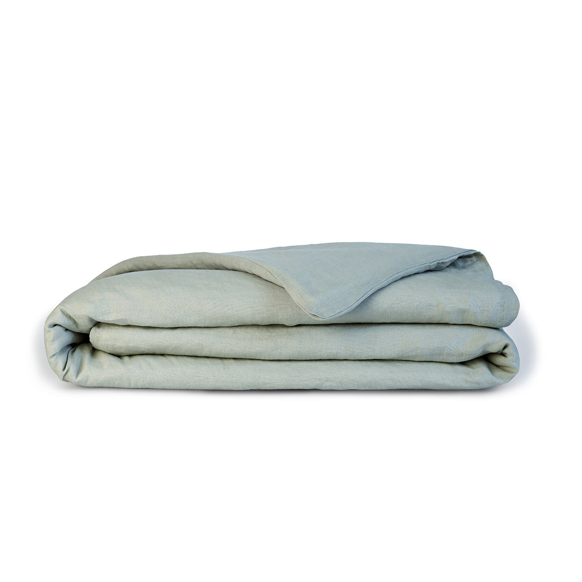 Duvet cover in washed linen celadon green CAMILLE