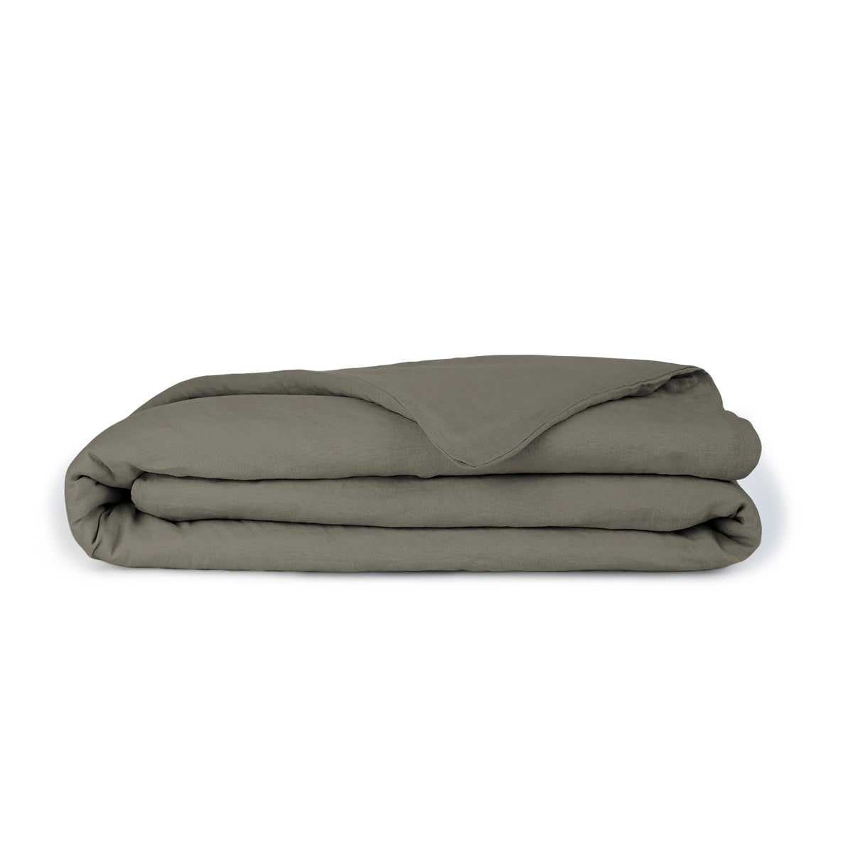 Housse de couette lin lavé vert kaki CAMILLE