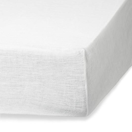 Drap housse lin lavé blanc CAMILLE - febronie.com